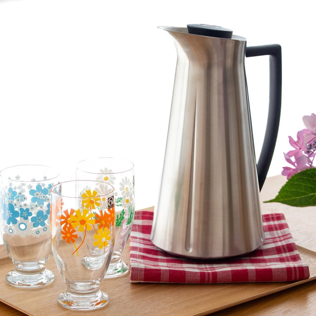 Rosendahl Isolierkanne 1,0 l Grand Cru klassisches Design Tastenfunktion, Stahl 1L Stahl, 1L Stahl
