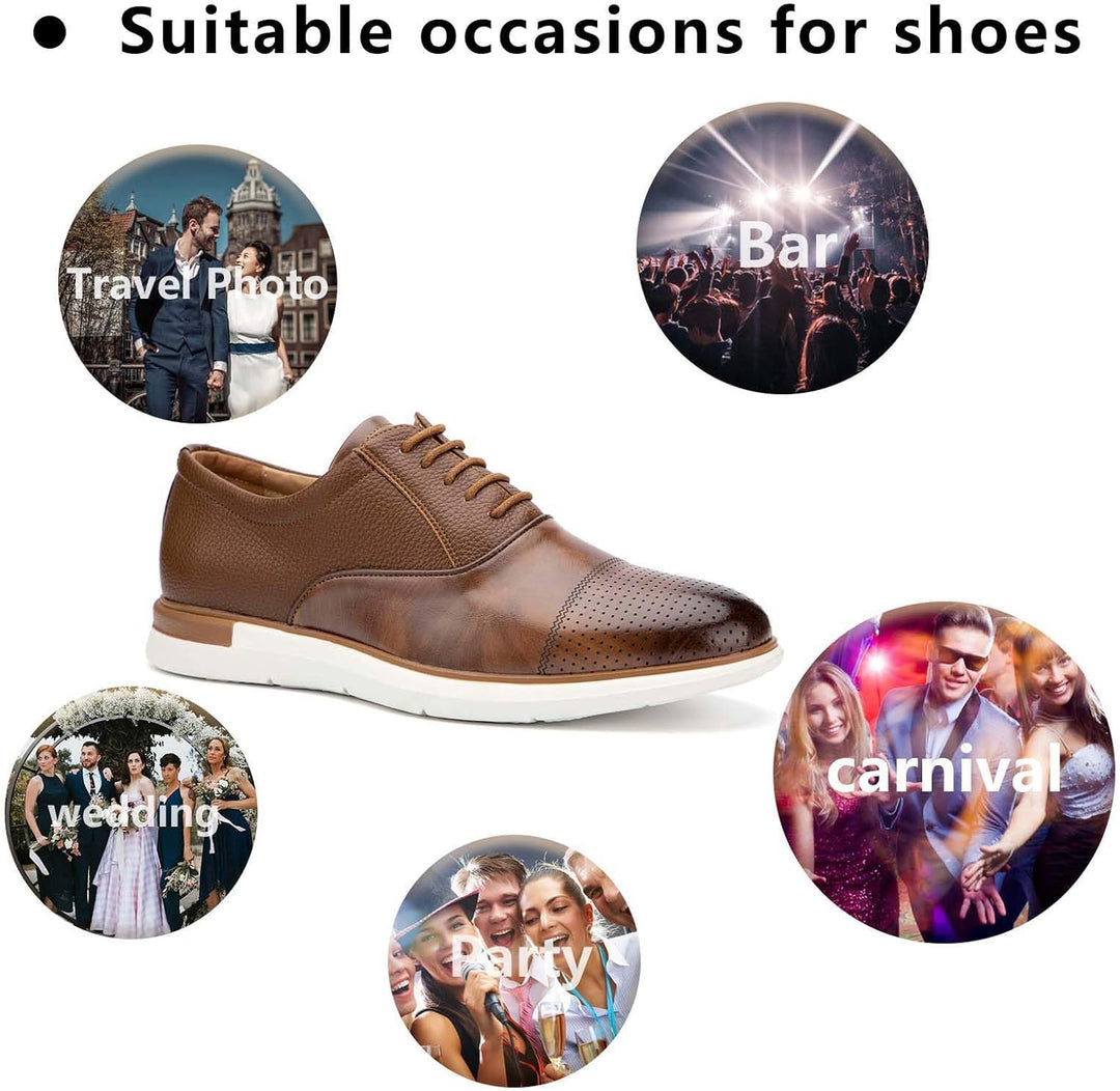 MEIJIANA Herren Oxfords Männer Businessschuhe Freizeit Schuhe Oxfords Herren Anzugschuhe Leder, Brau