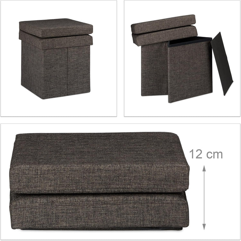 Relaxdays Faltbarer Sitzhocker mit Lehne HBT 73 x 38 x 38 cm stabiler Sitzcube mit praktischer Fussa