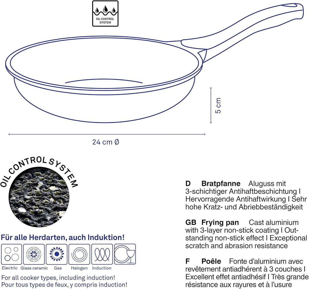 Kela 12216 Stella Nova Bratpfanne, Aluminum, 2 quarts, Schwarz Ø 24 cm, Ø 24 cm