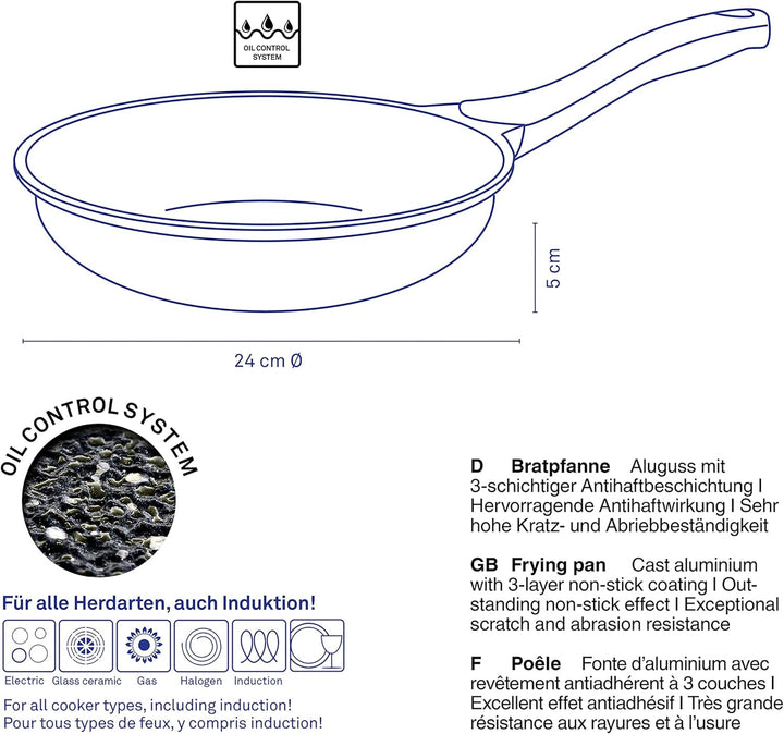 Kela 12216 Stella Nova Bratpfanne, Aluminum, 2 quarts, Schwarz Ø 24 cm, Ø 24 cm