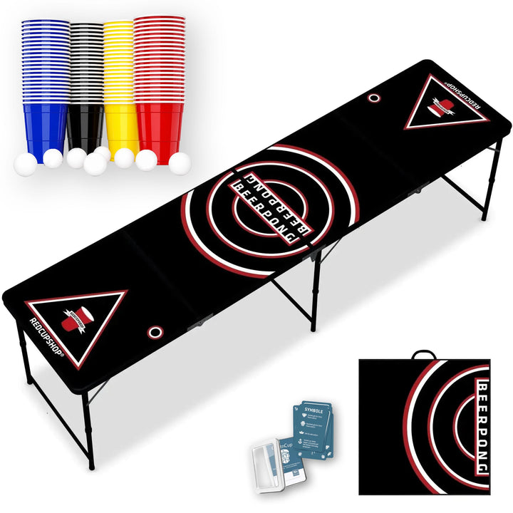 Bierpong Tisch Set | Klappbarer Tisch inkl. 50 Bechern &amp; 8 Bällen | Wasserabweisend &amp; Kratzfest | Tr