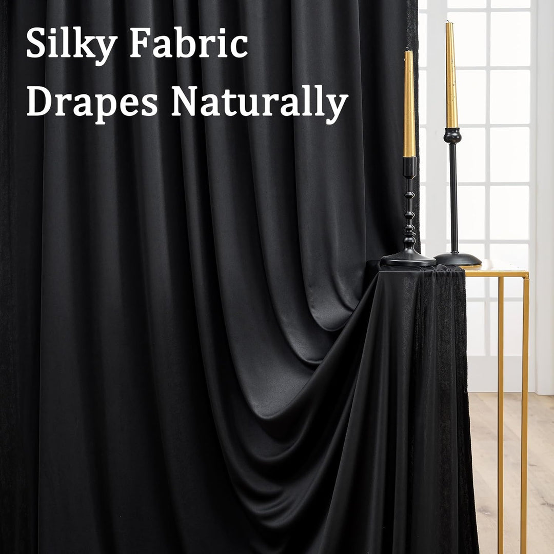 2 Stücke 1,5×2,15cm Schwarz Hintergrund Vorhänge für Hochzeit Party 100% Polyester Falten freie Weis