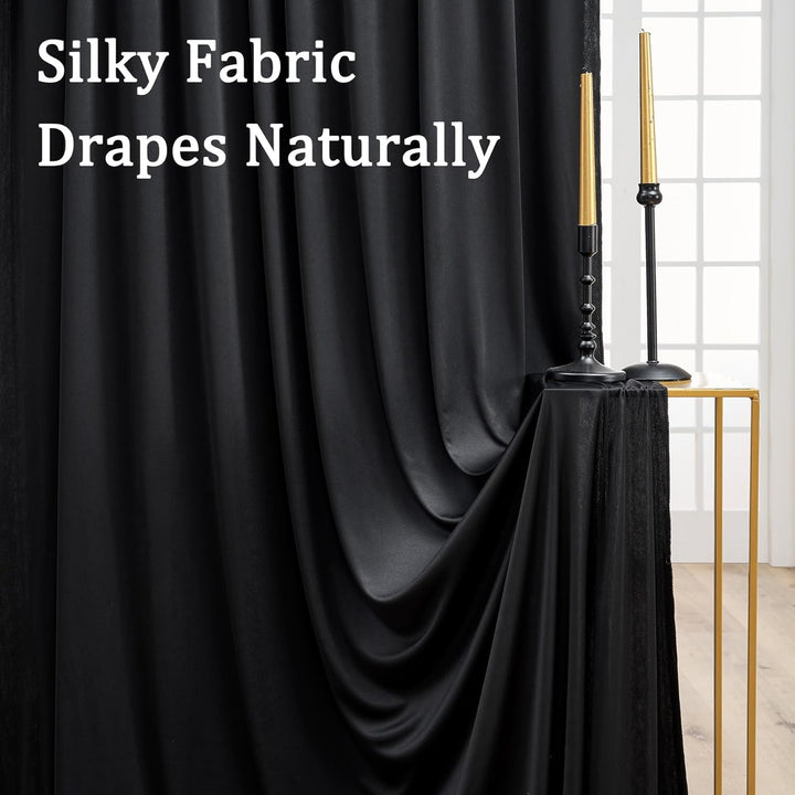 2 Stücke 1,5×2,15cm Schwarz Hintergrund Vorhänge für Hochzeit Party 100% Polyester Falten freie Weis