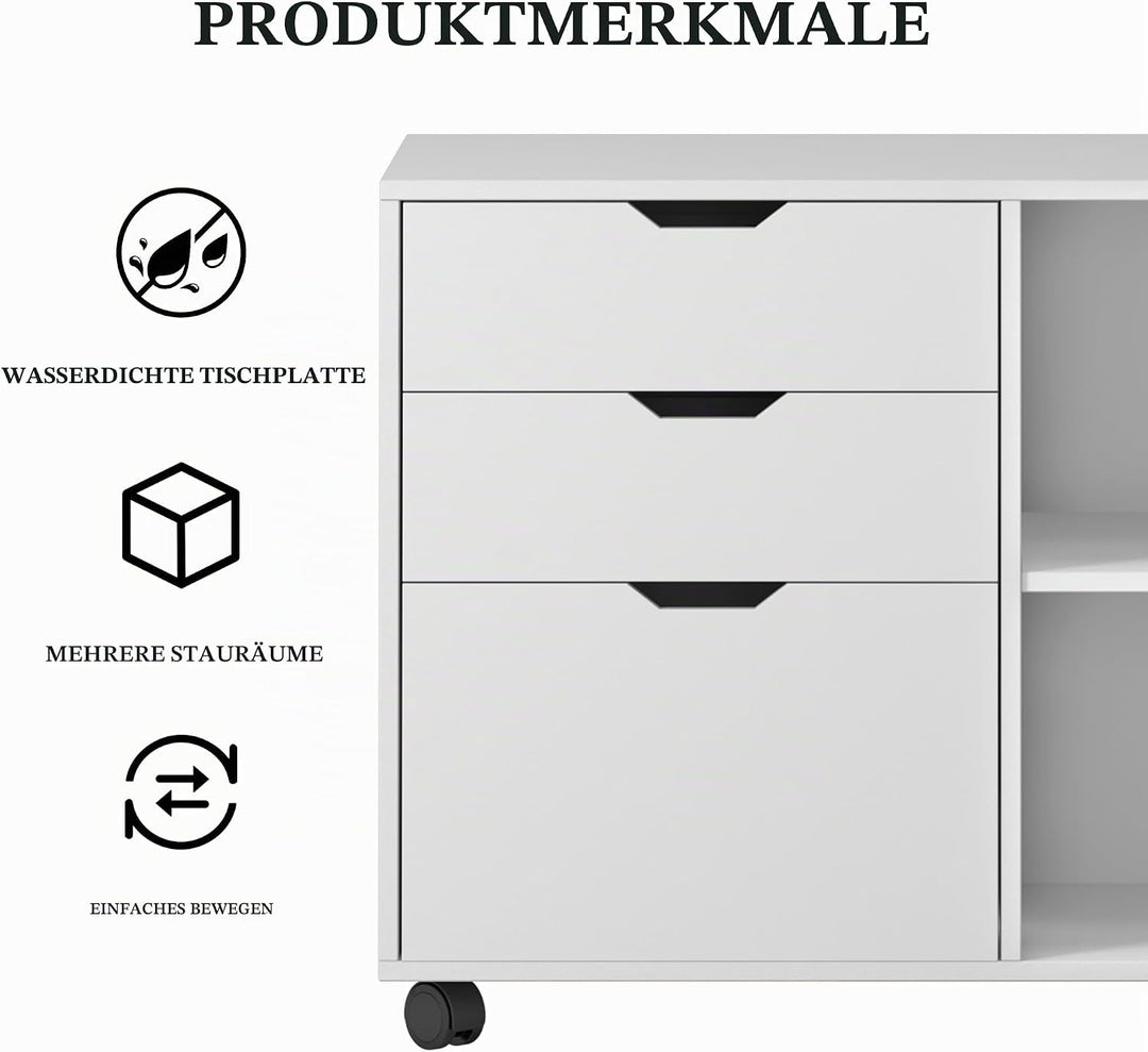sogesfurniture Aktenschrank, Büroschrank, Aufbewahrungsschrank auf Rollen, Beistellschrank mit 2 off