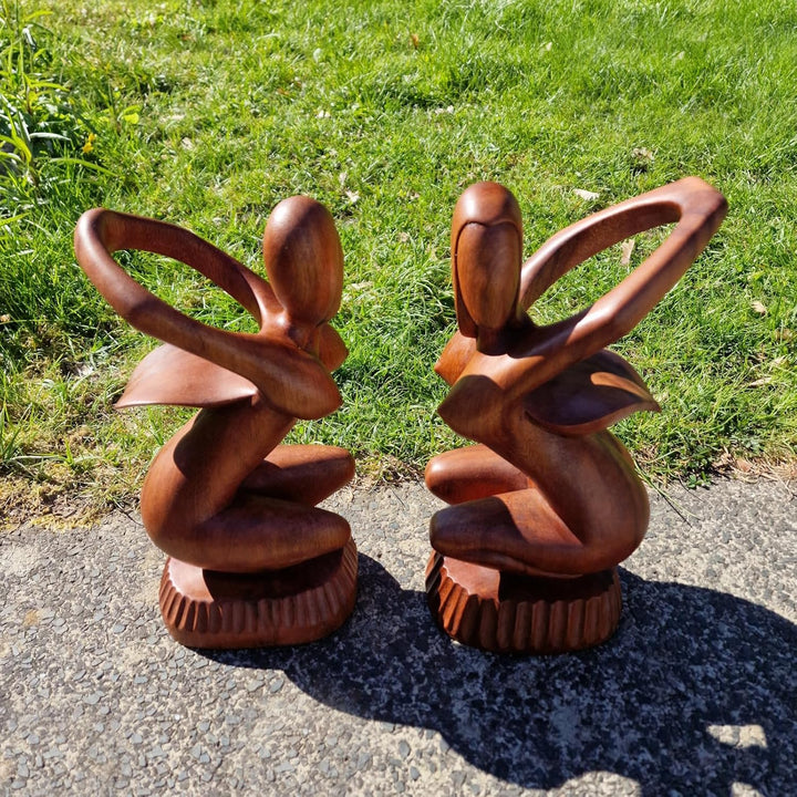 budawi® Weinflaschenhalter Frau Nackt | Holzskulptur aus Bali | Flaschenhalter Holzfigur | Handarbei