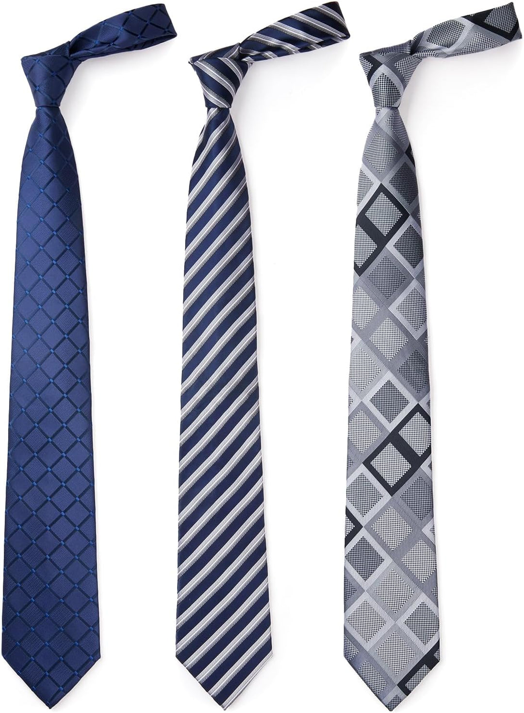 HISDERN Los 3 Stck Herren Krawatte Klassisch Elegante Krawatten und Einstecktuch Seidenkrawatte Set
