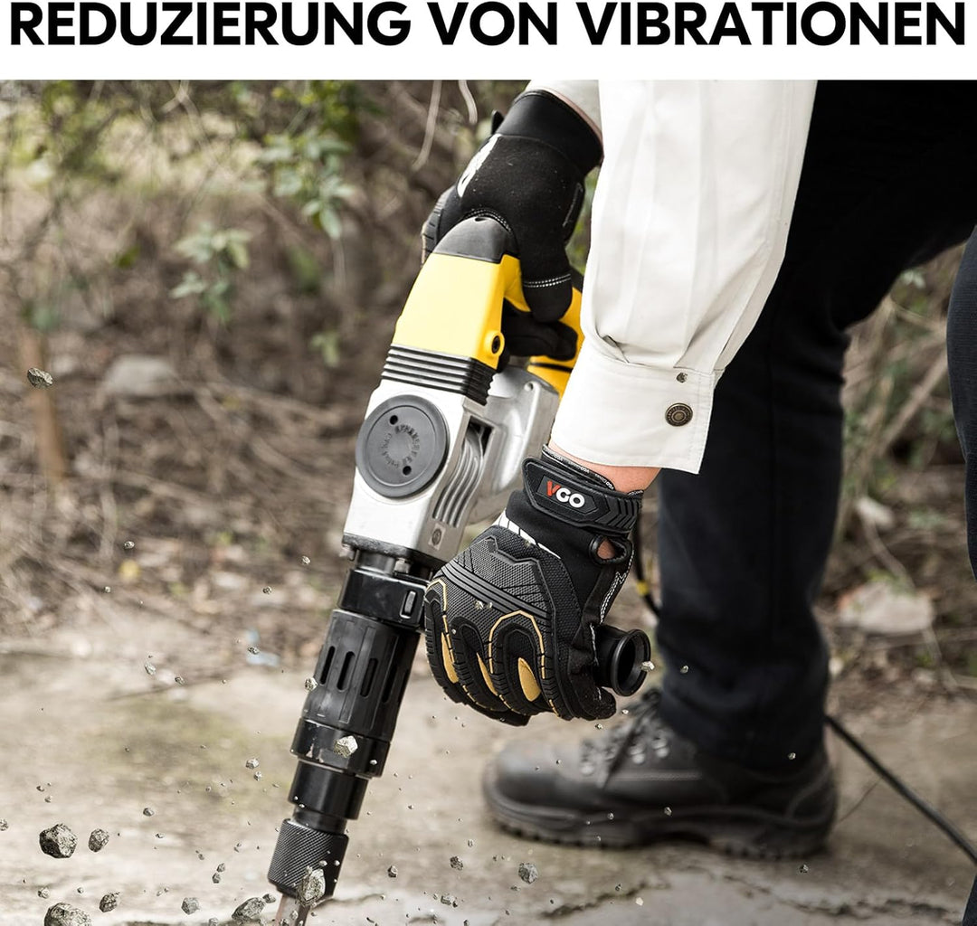 Vgo... 2 Paare hohe Mechnische Arbeitshandschuhe, für grosse Belastungsarbeit, Vibration-Schutz-Hand