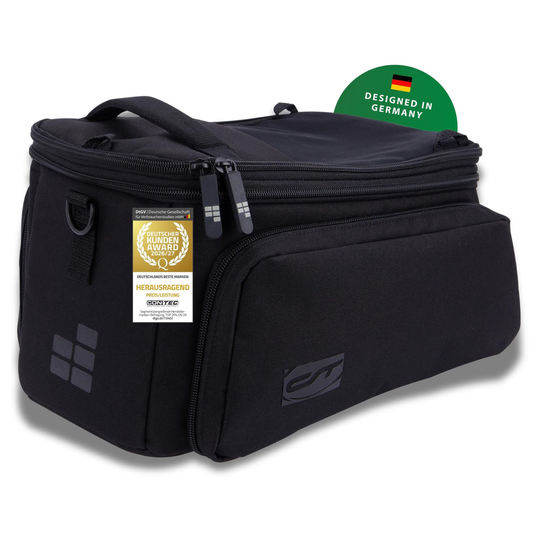 Contec Fahrrad Gepäckträgertasche - Via.Back RT Racktime - Schwarz mit Schultergurt, 32 Liter inklus