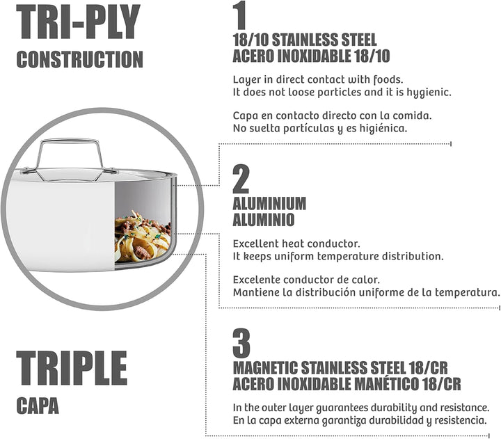 Tramontina 62158/320 Grano Wok, Edelstahl, Edelstahl