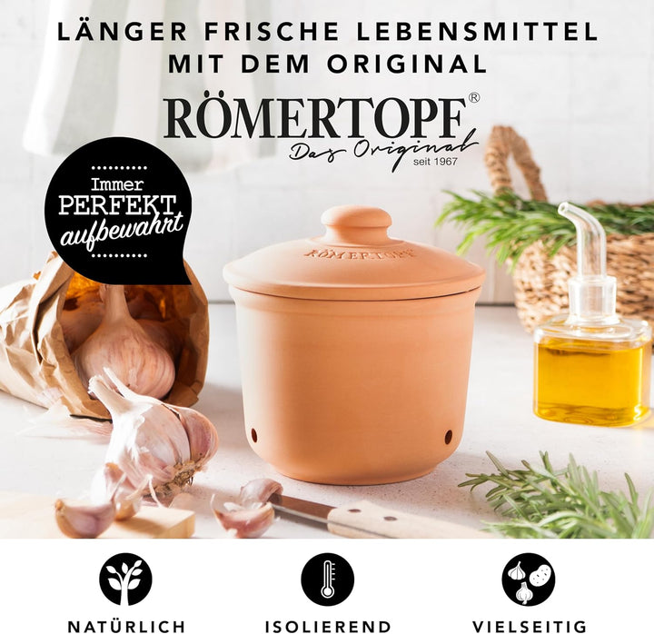 Römertopf Knoblauchtopf aus natürlicher Keramik Ø 12,5cm terrakotta