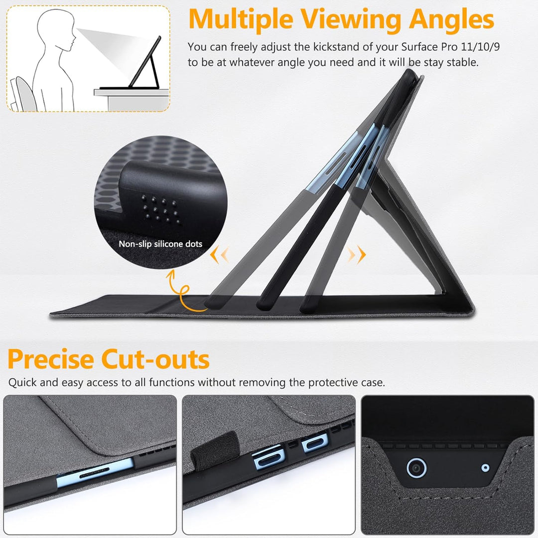 HYZUO Hülle Abdeckung Schutzhülle für 13 Zoll Surface Pro 9 5G 2022 Tragbar Folio Ständer mit Stylus