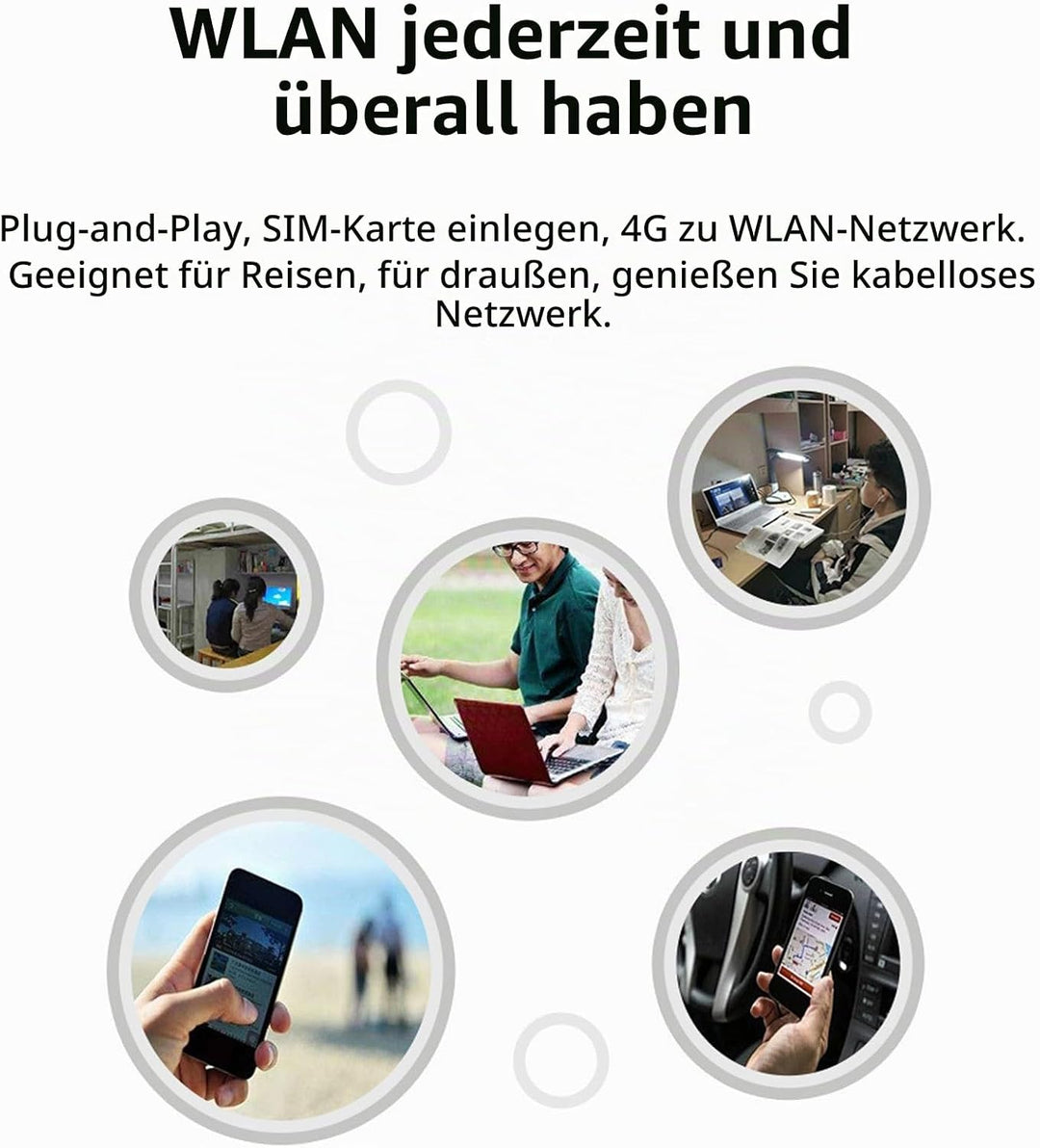 Tragbares 4G-LTE-USB-WLAN-Modem mit SIM-Kartensteckplatz, Hochgeschwindigkeit für 8 Benutzer, Unters