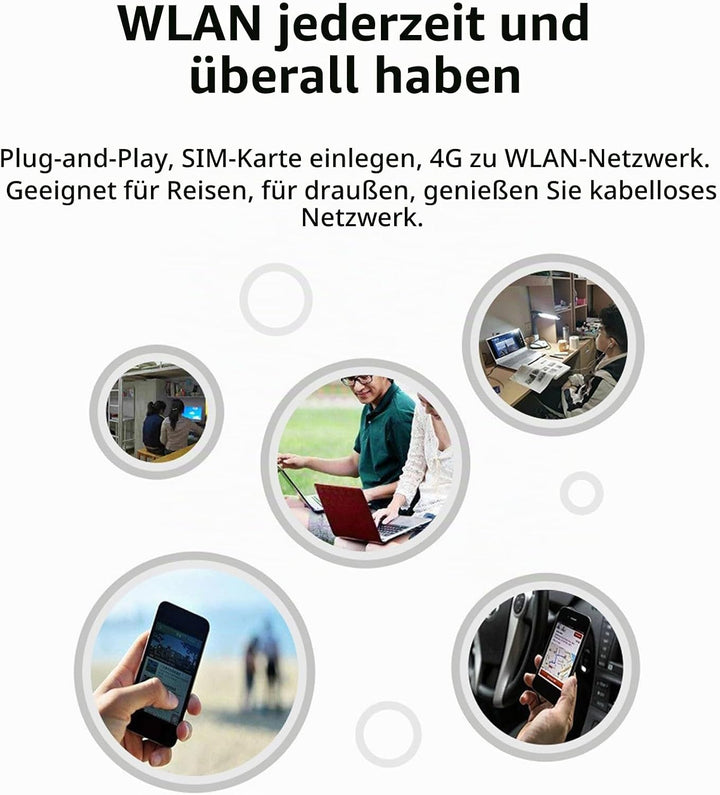 Tragbares 4G-LTE-USB-WLAN-Modem mit SIM-Kartensteckplatz, Hochgeschwindigkeit für 8 Benutzer, Unters