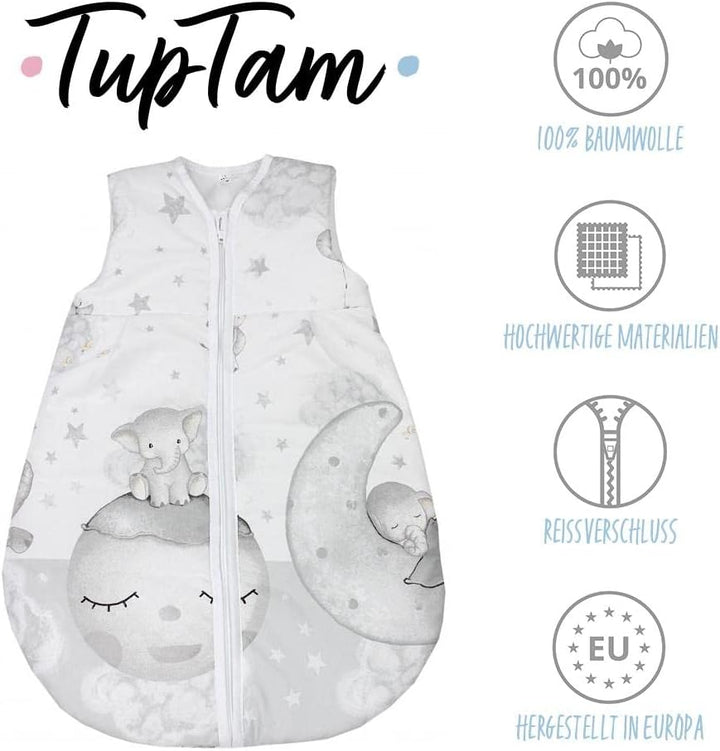 TupTam Ganzjahresschlafsack OEKO- TEX zertifizierte Materialien 2.5 TOG ärmellos Baby Schlafsack wat