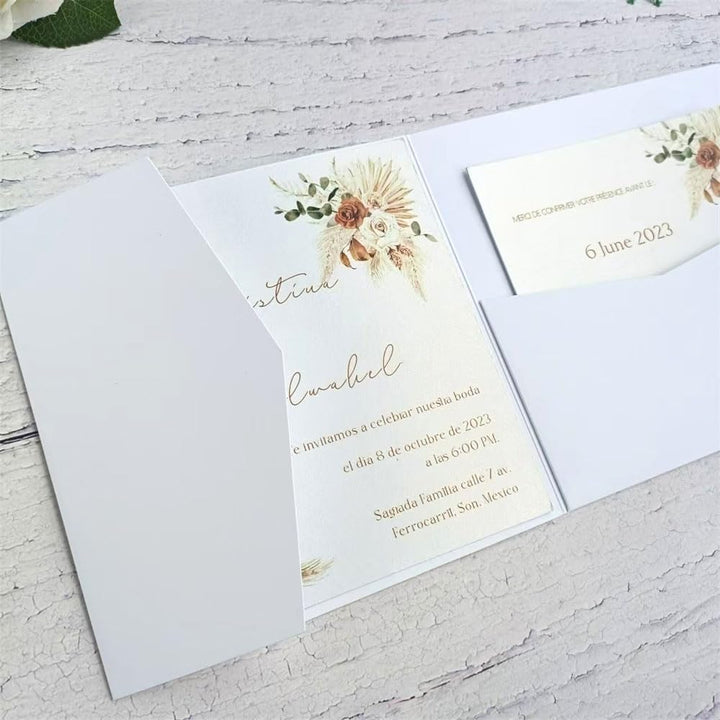MillaSaw Hochzeitseinladungskarte, matt, Weiss, 15 x 15 cm, 25 Stück (mattes Weiss), mattes Weiß