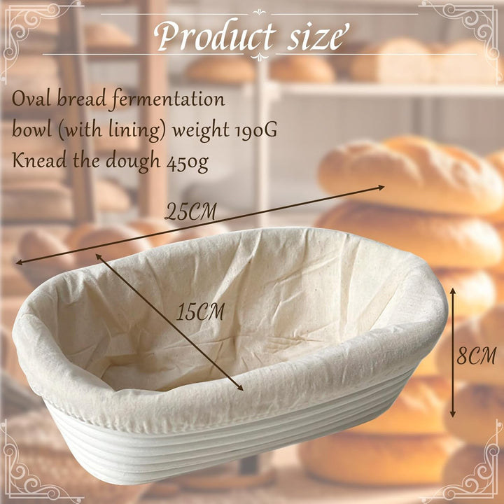 Gärkorb länglich,17 * 12 * 6cm Ovaler Brotkorb,Gärkorb，Oval Proofing Basket Set,Ovales Gärkörbchen,3