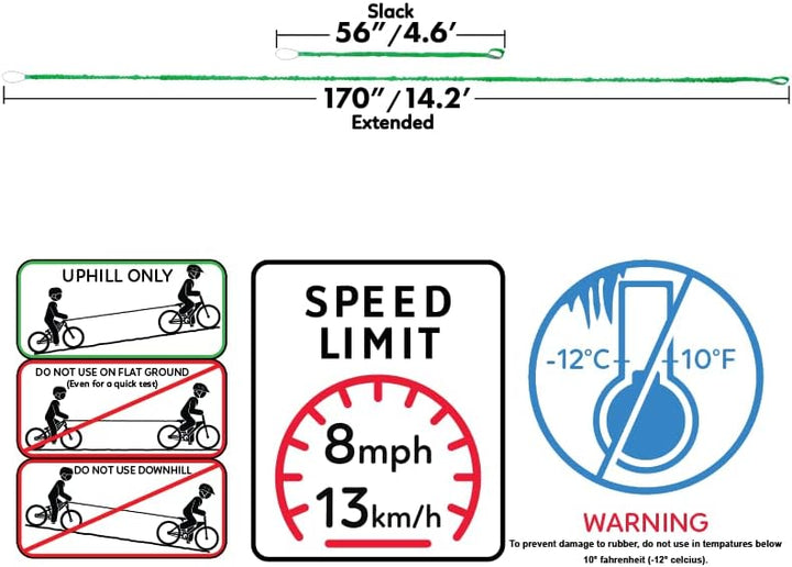 TowWhee E-Bike/Erwachsenen-Verbindungsgurt für Fahrrad, Bungee-Abschleppseil, für MTB und Radfahren,