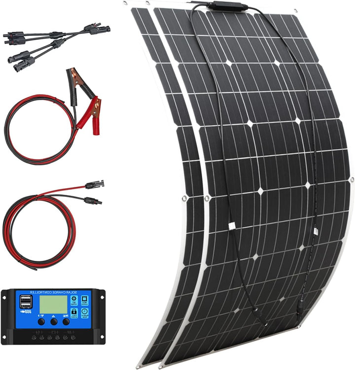 Aysolar 200W Flexibel Solarpanel Kit 2pcs 100w 18v Monokristallines Photovoltaik Solarmodul, 20A Lad