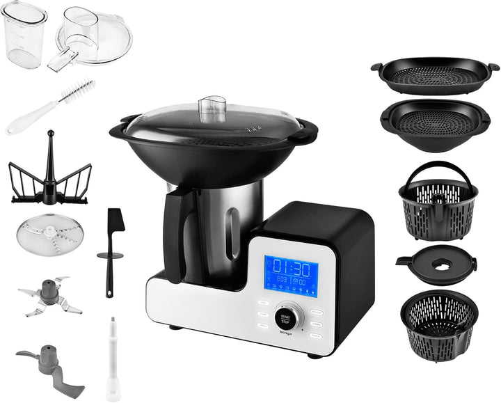 Venga! Multifunktions-Kochroboter, Kompaktes Format, 10 Programme, mit Waage und Rezeptbuch, 1500W,