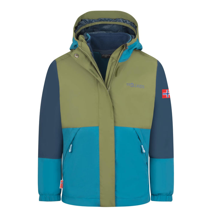 Trollkids wasserdichte atmungsaktive Kinder 3in1 Jacke mit verstellbarer Kapuze und Strickfleece-Inn