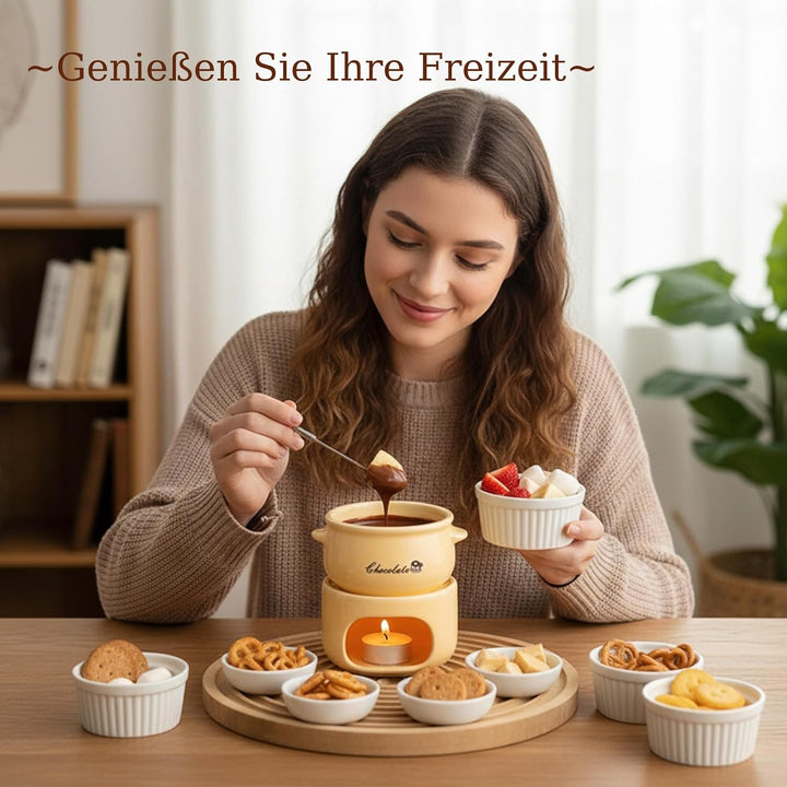 Schokofondue Tasse, Fondue Tasse, Mini Schokofondue mit 4 Fondue Forks Porcelain Chocolate Fondue Se