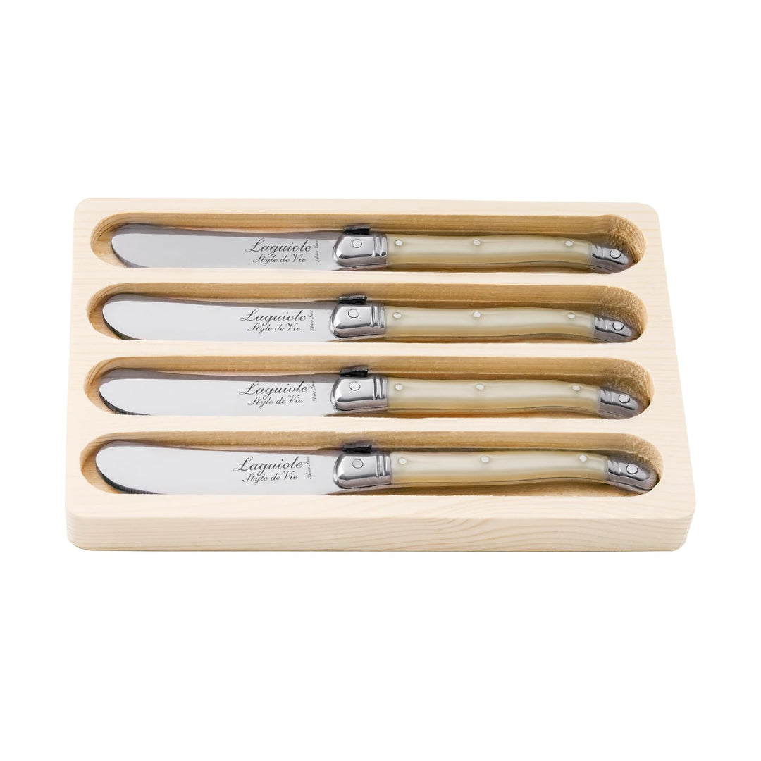 Laguiole Style de Vie Buttermesser Premium Line, 4-teilig, Perle