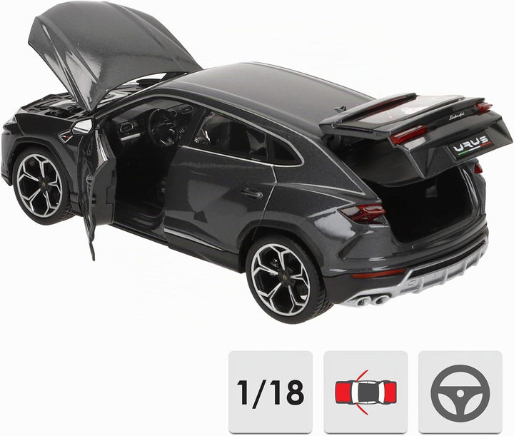 Bburago - 18-11042 Lamborghini Urus 1/18, Miniaturfahrzeug, Grau, Grau