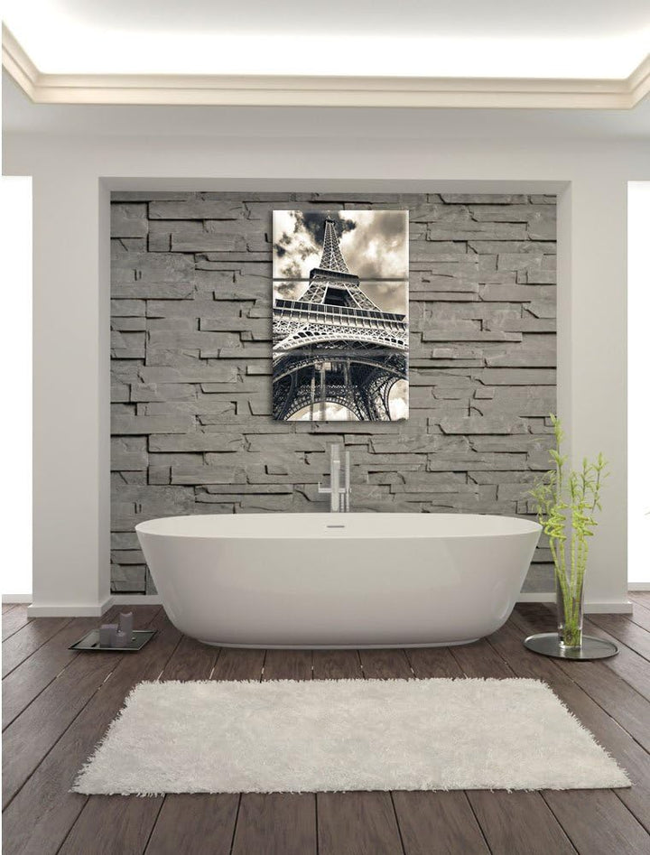 Pixxprint Prächtiger Eifelturm in Paris / 3-Teilig/Gesamtmass 120cm Leinwandbild bespannt auf Holzra