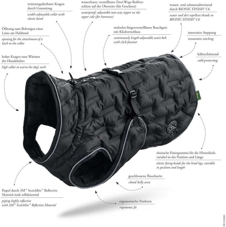 HUNTER Hundemantel Monaco 45, schwarz Schwarz 45, Schwarz 45