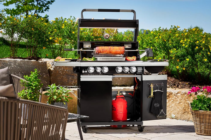 RÖSLE Premium-Drehspiess, Hochwertiger Grillspiess für RÖSLE BBQ-Stationen für VIDERO G4/G6 und MAGN