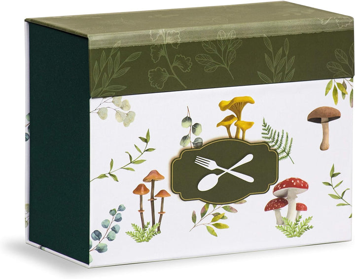 Mareli Rezeptbox mit 60 illustrierten Rezeptkarten zum selber beschriften und 6 Trennblättern im Ess