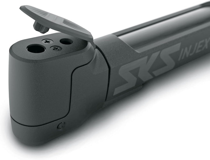 SKS GERMANY INJEX PRO Minipumpe, mit MV-Easy Kopf für AV/SV/DV-Ventile | Fahrradpumpe für Unterwegs,