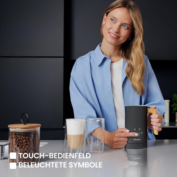 ZEEGMA MILKEE Milchaufschäumer Leistung 500 W Kapazität 650 ml Aufschäumen von warmer und kalter Mil
