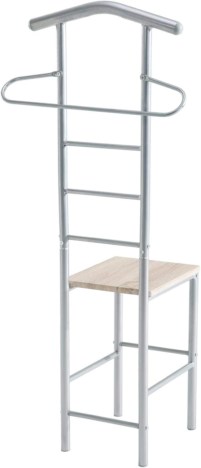 CARO-Möbel Herrendiener 2er-Set JIVO Kleiderständer Garderobenständer, Metall grau und MDF in Sonoma
