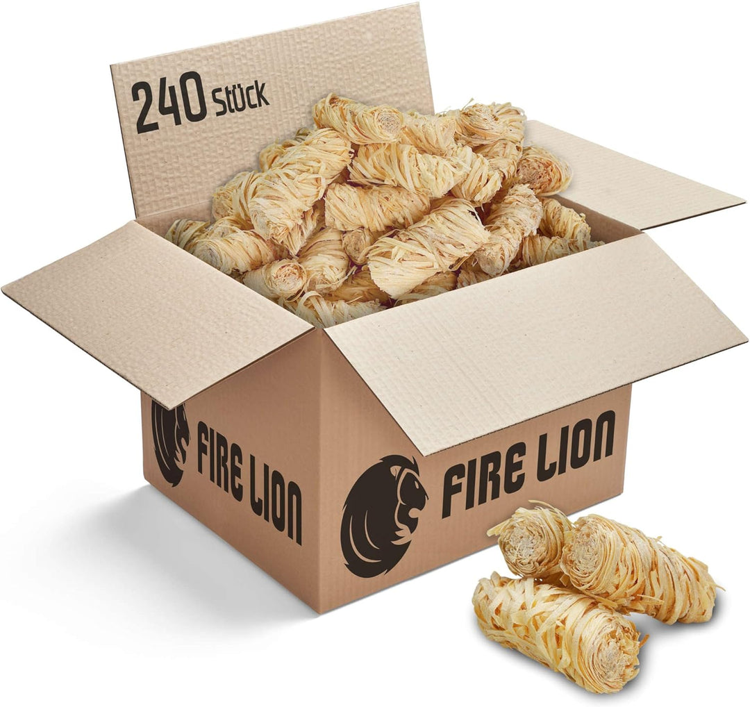 FIRE LION - ca. 240 Stück - Anzündwolle für Kamin, Ofen und Grill – Ökologischer Holzanzünder, Kamin