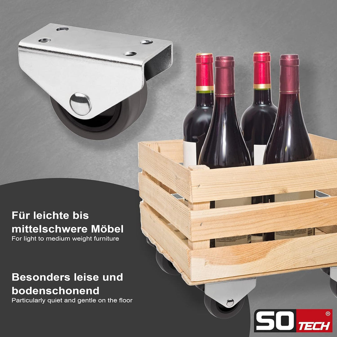Sotech 20er Set Kastenrolle PASSAU (Ø 40 mm, für Unterbaumontage, dunkelgrau) Transportbockrolle, le