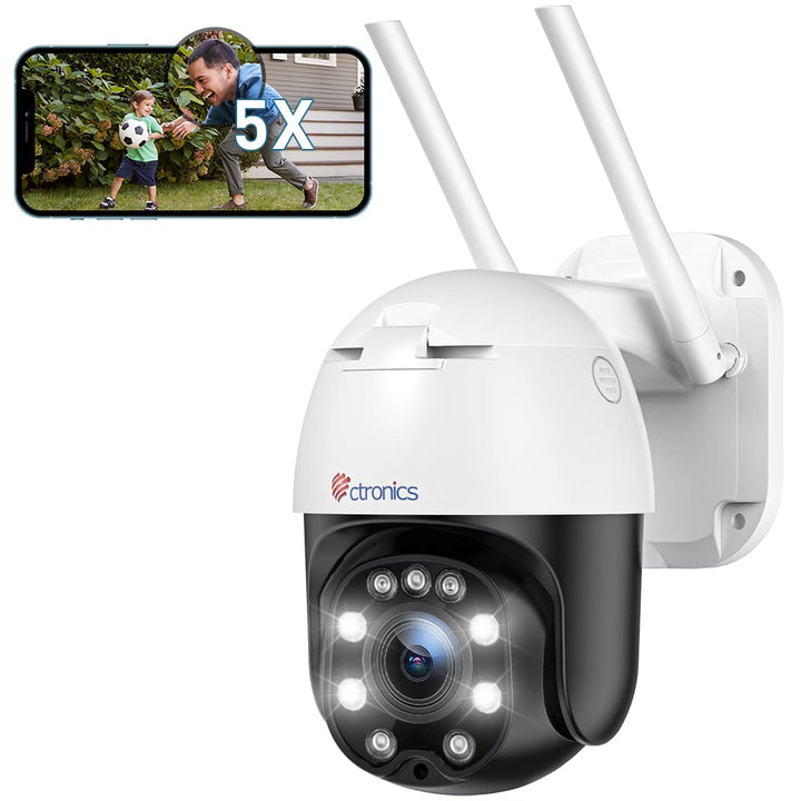 4X Optischer Zoom Überwachungskamera Aussen WLAN, Ctronics PTZ Dome WiFi IP Kamera Outdoor mit Mensc