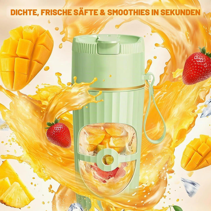 Tragbarer Mixer Smoothie Maker 400ml, Mini Standmixer mit 10 Edelstahlklingen, USB-C Wiederaufladbar