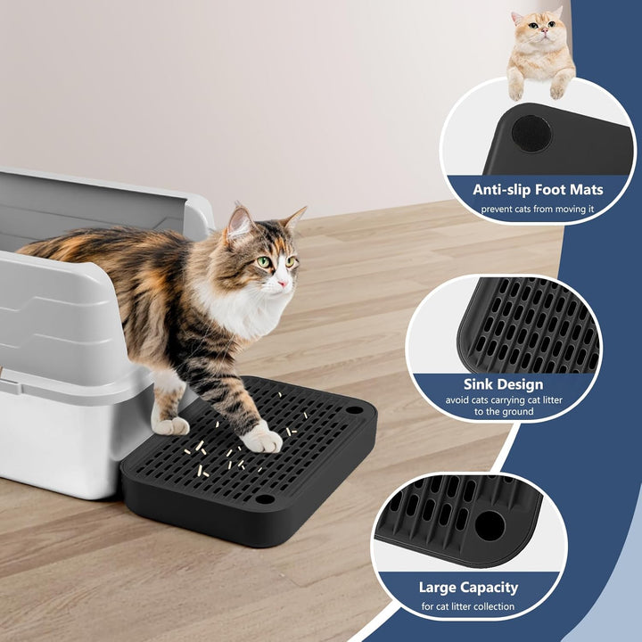 Kalolary Katzenrampe für Katzentoiletten, Katzentritthocker mit Filterfunktion Leicht zu Reinigende