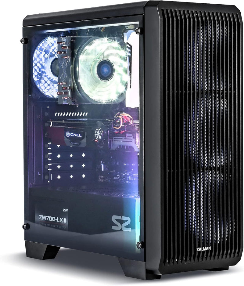 Zalman S2 TG PC Midi Tower ATX Gehäuse mit Lüfter - Computer Case ATX Gaming Tower - Gaming PC Gehäu