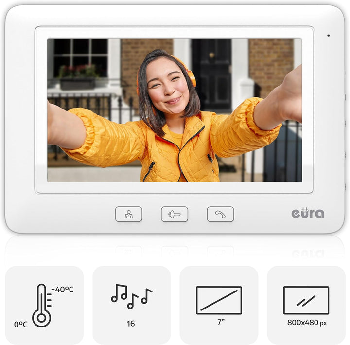 Eura VDP-45A3-TY Alpha+ TUYA Video-Türsprechanlage Gegensprechanlage WiFi, 4 Draht, 7-Zoll-Farbmonit