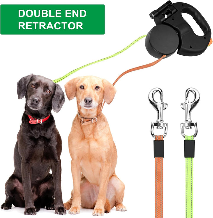Doppelleine für 2 Hunde - Automatische Hundeleine für 2 Hunde, 360°Verhedderungsfreier Leinenverläng