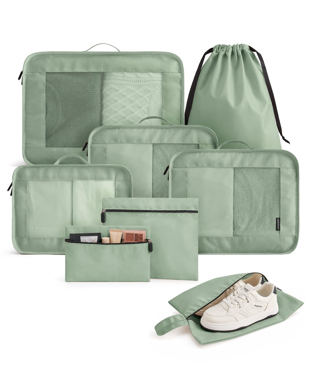 Light Flight Koffer Organizer 8-teilig Packing Cubes mit Tragegriff | Platzsparender Reiseorganizer
