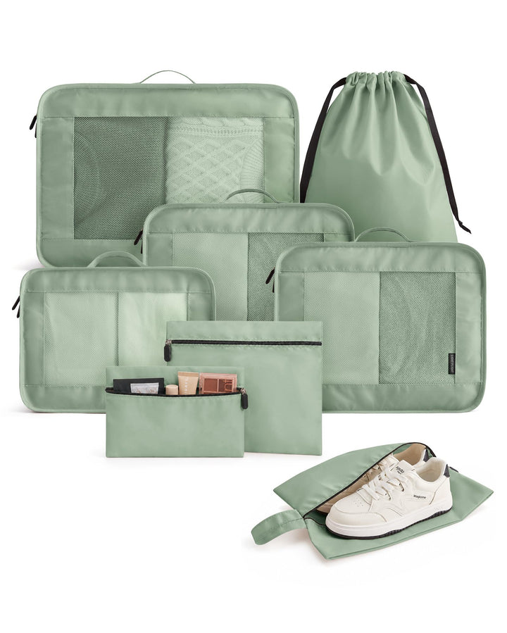 Light Flight Koffer Organizer 8-teilig Packing Cubes mit Tragegriff | Platzsparender Reiseorganizer