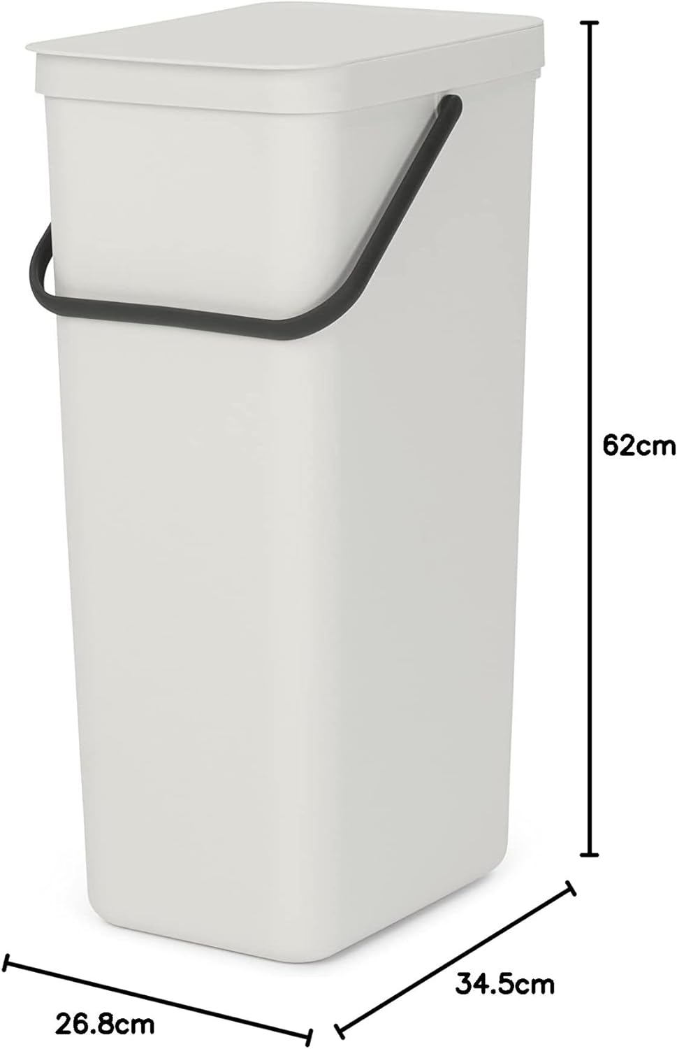 Brabantia Sort & Go Recycling-Mülleimer, 40 l, Hellgrau Light Grey 40 Liter Mülleimer, Light Grey 40