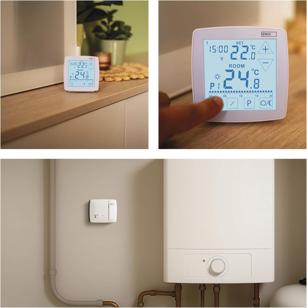 EMOS - digitaler Raumthermostat mit OpenTherm - programmierbar - tragbare Steuereinheit mit Touch-Be