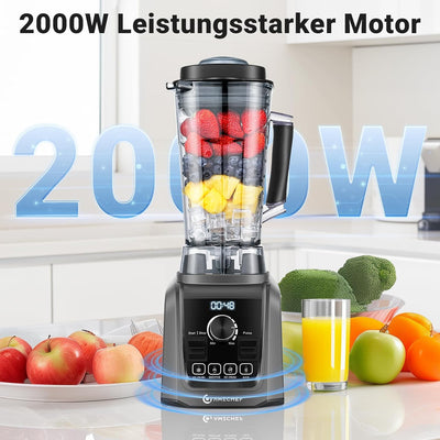 AMZCHEF 4-IN-1 Standmixer Hochleistungsmixer - 2L Standmixer mit 3D Klingen Crush in Sekunden Techno