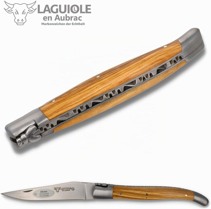Laguiole en Aubrac Taschenmesser L0212OLIF 12 cm matt, Backen matt, Griffschalen Olivenholz