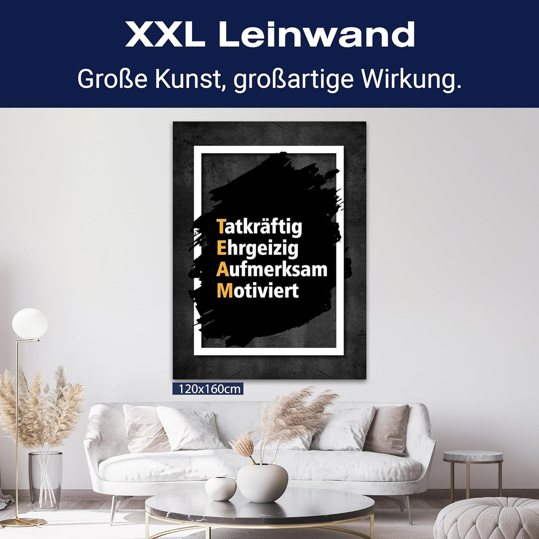 wandmotiv24 Leinwand-Bilder Motivation, Grösse 60x45cm, Hochformat, Team, Synonym, Beton-Mauer, Spru